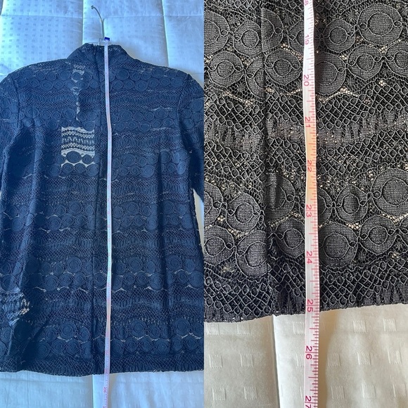NWT Yas Pinna Long Sleeve High Neck Semi-sheer Lace Top S Black - Picture 13 of 16
